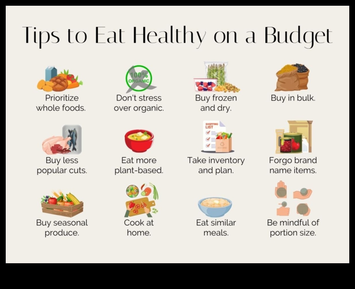 نظام غذائي متوازن على الميزانية: نصائح للتغذية بأسعار معقولة